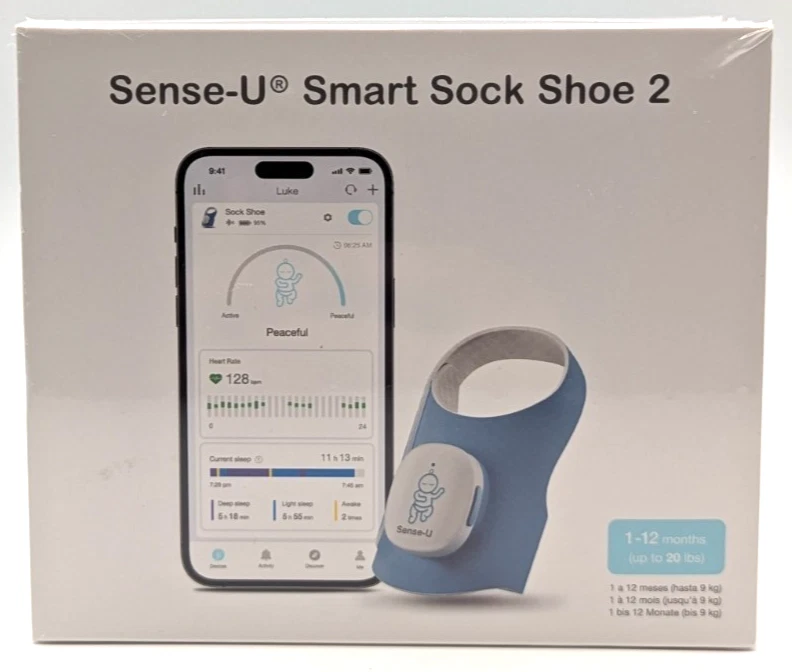 Sense-U Smart Sock Shoe 2 - Heartbeat, Oxygen, and Sleep/Movement Baby Monitor