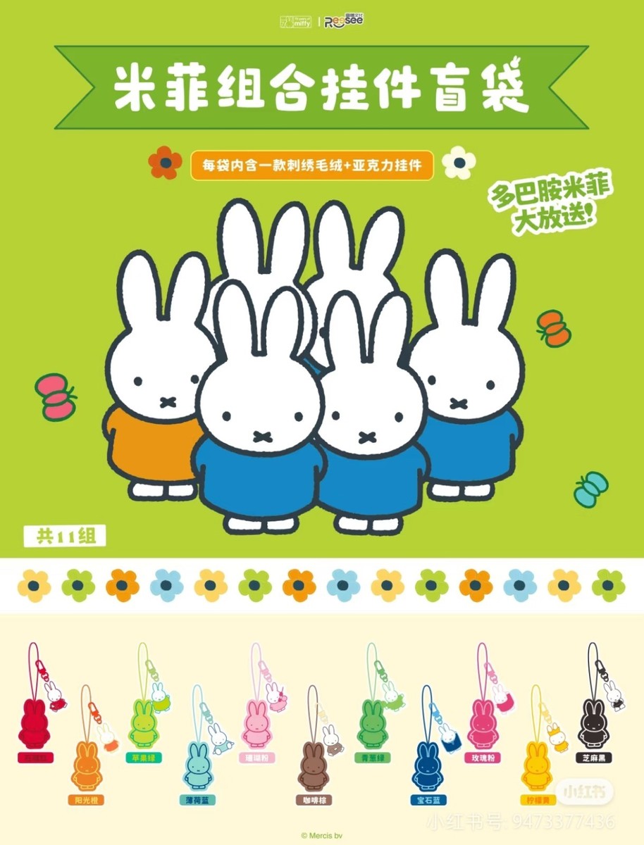 💡 Reesee x Miffy Plush Pendant Dopamine Series - Set of 3 Blind