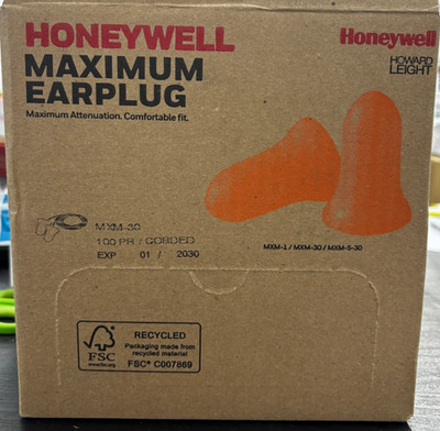 Honeywell Howard Leight Maximum Corded Earplugs 100 Pairs NRR 33 MXM-30