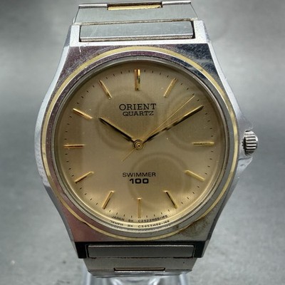 Orient Swimmer Watch Men 33mm Champagne Dial Two Tone Round C252M6 New Battery