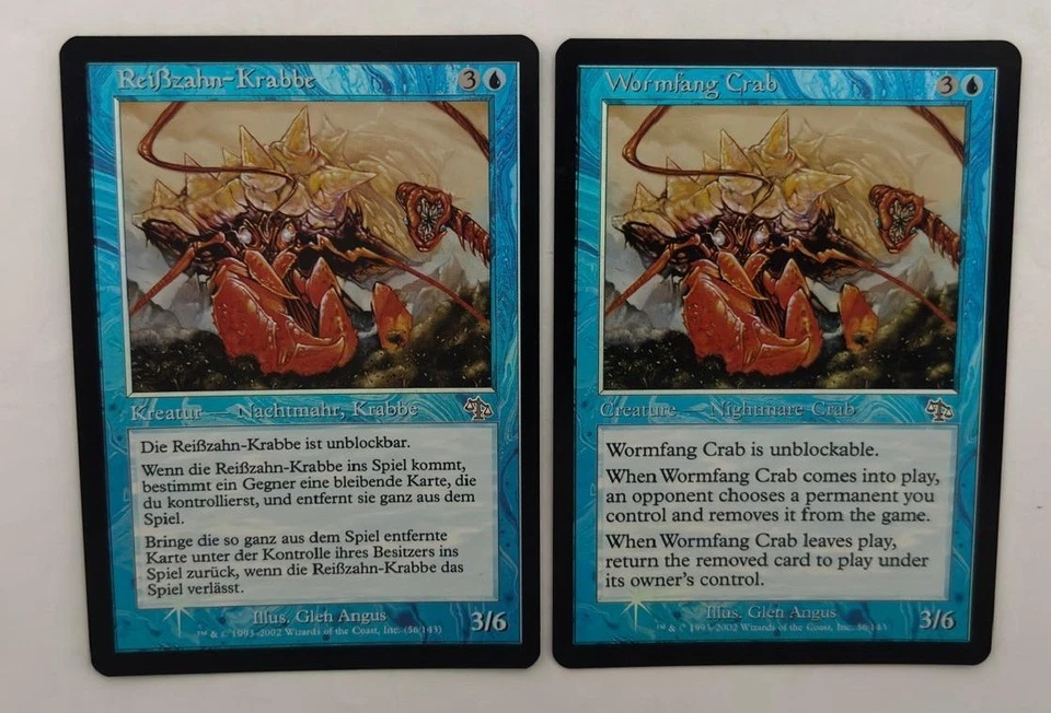 MTG 2X FOIL JUDGMENT WORMFANG CRAB NM (GERMAN + ENGLISH) CREATURE BLUE CARDS - Image 2 of 4