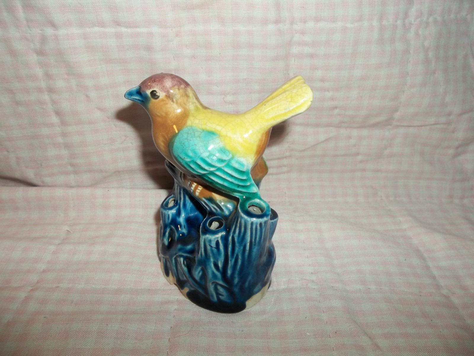 Colorful ceramic bird flower frog, 4