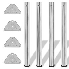 4x Height Adjustable Table Legs Chrome 710mm Worktop Desk Replacement vidaXL