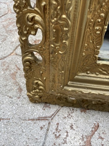 Antique Large Mirror Ornate Gold Gilt Wood Plaster Carving 29”x33” Marked 1952 - Picture 16 of 19
