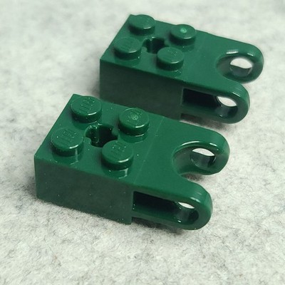 LEGO 92013 Technic Brick 2 x 2 Ball Socket Axle Hole Round Ends Dark Green x2