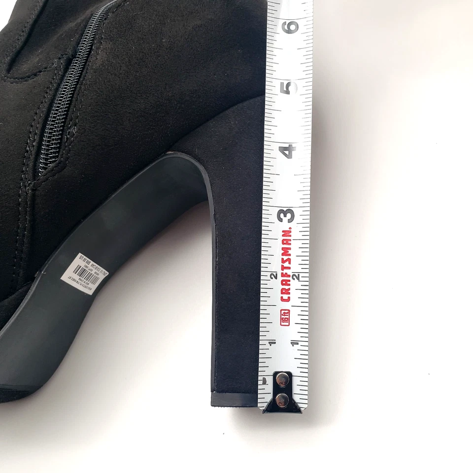 Bota Torrid negra imitación gamuza plataforma elástica sobre la rodilla para mujer 9,5 WW Foto 3 de 4