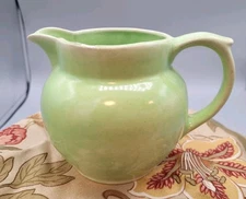 Vintage Green Small Pitcher With Handle For Creamer, Sauce, Or Gravy 