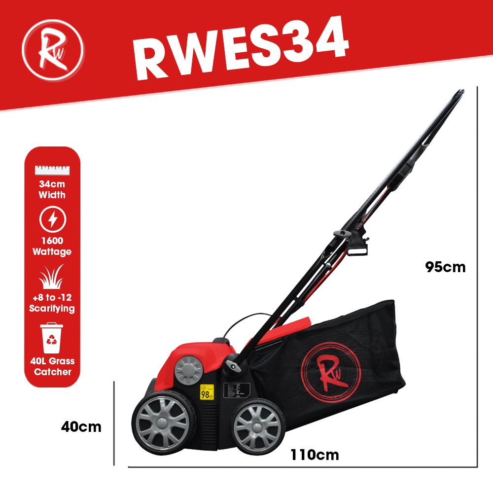 Electric Rakers Electric Scarifier Lawn Raker Aerator 34cm RocwooD 1600W Motor Garden 2 ...