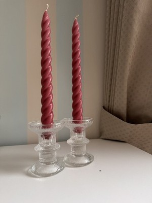 2 Kerzenhalter Ring Kerzenständer Luminarc Glas Nordic Glaskunst Vintage