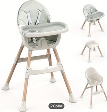 Portable Baby High Chair Adjustable Height Easy Clean Double Tray
