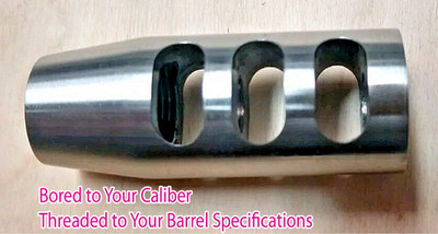 Muzzle Brake Custom Thread (Metric or Imperial) - Steel Finish