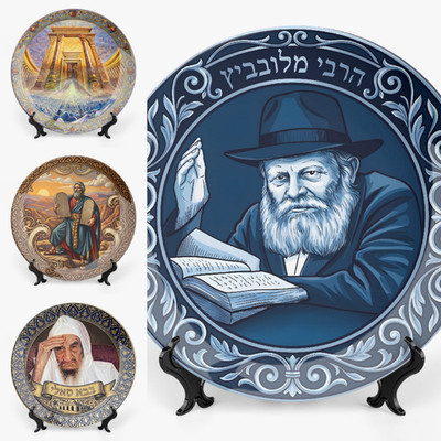 MOSHIACH Hebrew Lubavitcher Rebbe Judaica Baba Sali Third Temple Jewish Plate