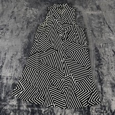 Alfani Shirt Dress Womens 2 Black White Geometric Chevron Stripe Sleeveless
