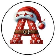 CHRISTMAS SANTA HAT SNOWFLAKE MONOGRAM LETTER ENVELOPE SEALS LABELS STICKERS