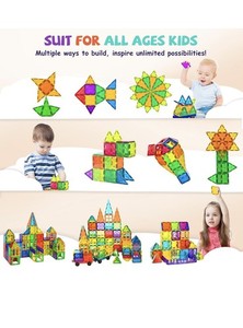 120Pcs Magnetic Tiles Magnetic 3D Building Blocks Set Educational Constructio...