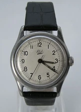 Rare Script Dial  WWII Korea Era Ebel Military Watch Cal 104  17J Adj.3 pos.