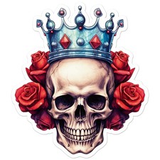 Skull Crown Roses - Vinyl Decal Sticker - Car Window Laptop - ebn9468