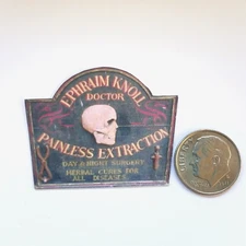 Miniature Skull + Doctor Sign Railroad or Dollhouse Picture Mini Wall Art Print