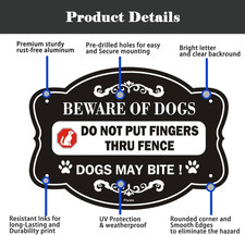 2 Pack Beware of Dog Signs for Fence Sign, Do Not Put Finger Thru Fence. 10 x...