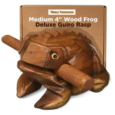 4" Wood Frog Guiro Rasp - Percussion Instrument by World Percussion USA
