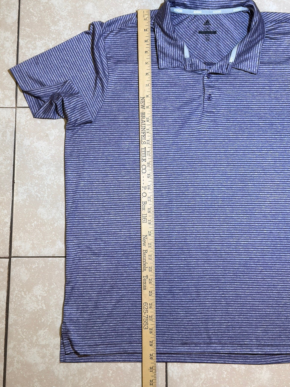 Adidas Men's Purple Striped Golf Polo Shirt Size 2XL Polyester Short Sleeve thumbnail 3