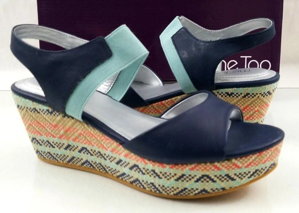 Sandalia Alpargata Me Too Cara 6 Cuñas Azul Zafiro Multi Talla 11 Nueva/Exhibición Foto 2 de 4