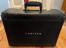 Vintage 80s-90s United Airlines Leather Pilot's Bag Luggage Carry On WORN RARE
