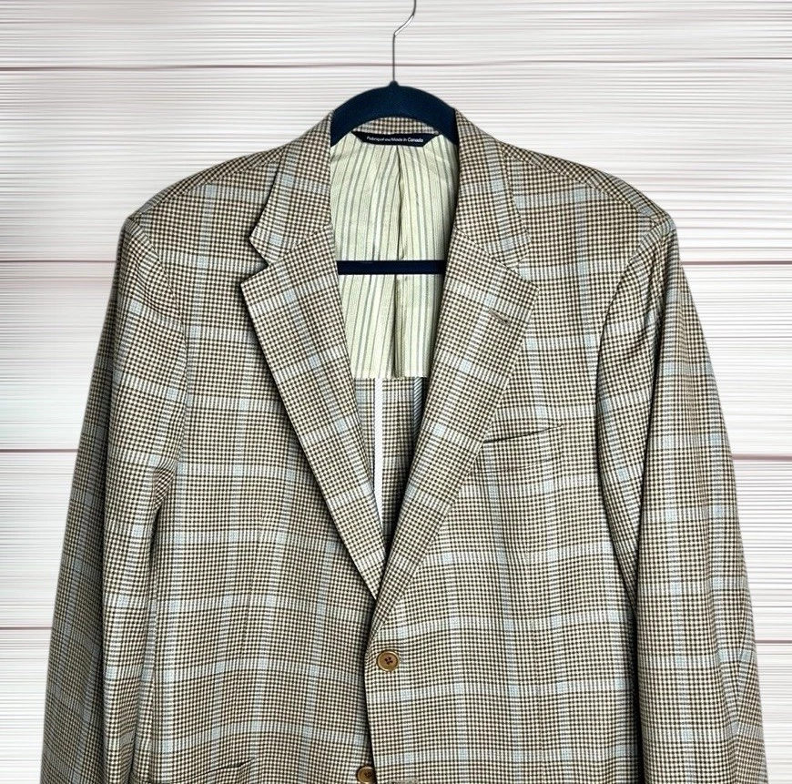 Blazer ligero COPLEY Zegna Taupe Livid a cuadros lana seda lino medio forrado 42R Foto 3 de 4
