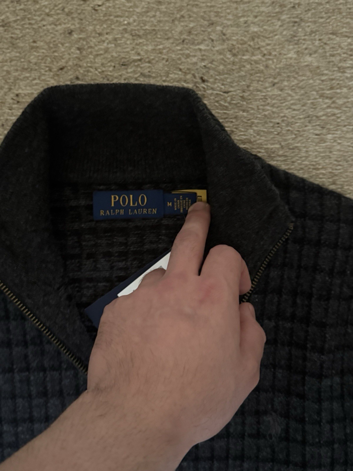 New Polo Ralph Lauren Grey Wool Quarter Zip Jumper, Medium image 4