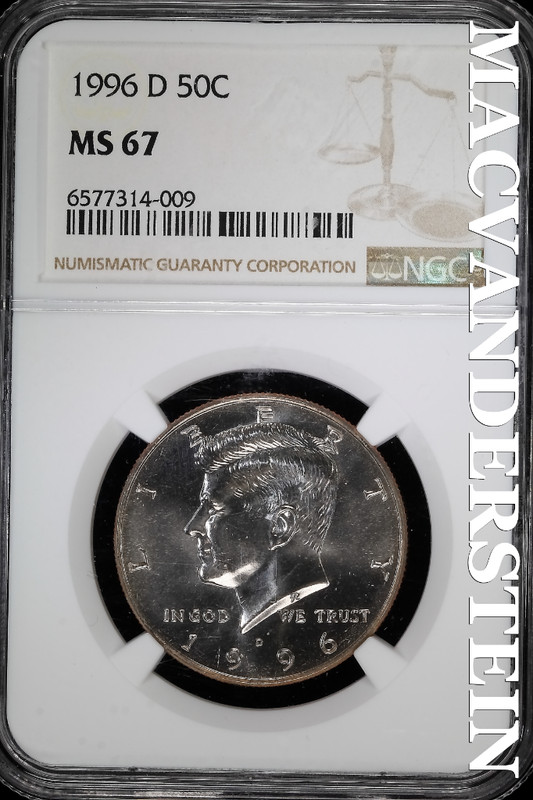 1996-D Kennedy Half Dollar- NGC MS 67- Lustrous- No Reserve #SLA1222