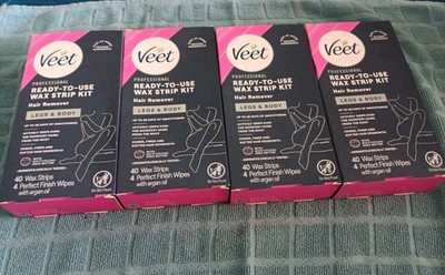 4 Veet Legs & Body Hair Remover Wax Strip Kit 40 Strips Each  (B017)