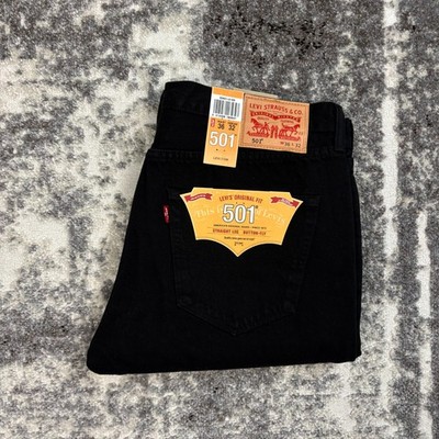 LEVIS 501 Herren Jeans Hose W36 L32 Regular Straight Schwarz Denim NEU