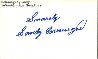 -Sandy Consuegra- (d.2005) Signed/Autograph/Auto Index Card Washington Nationals
