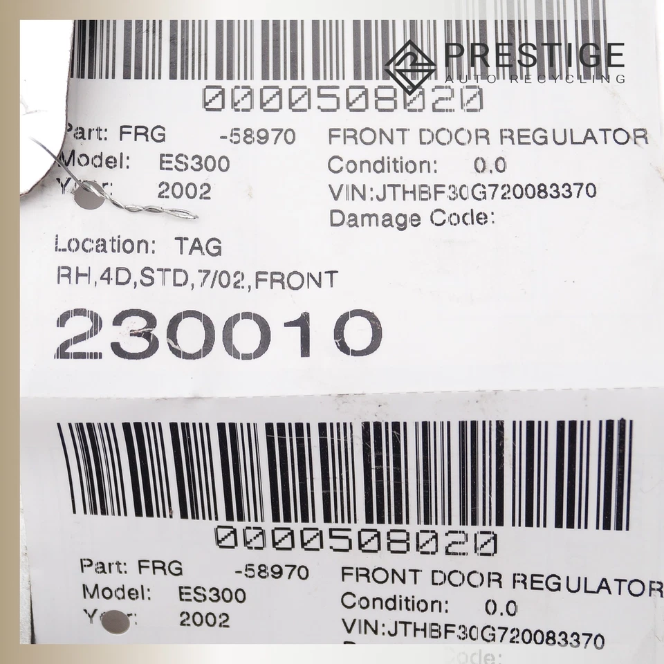 Regulador de ventana de puerta Lexus Es300 2003 con motor delantero derecho 69801-33070 OEM Foto 4 de 4