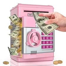 Electronic ATM Safe Piggy Bank for Kids - Real Money Savings Coin Bank with Code