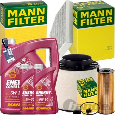 MANN INSPEKTIONSPAKET+7L MANNOL NRG 5W-30 ÖL passend für AUDI A4 B8 Q5 2.7+3.0 D