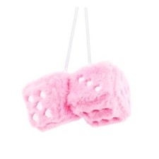Fuzzy Dice For Rear View Mirror With Suction Cupcute Mirror Dice Pink