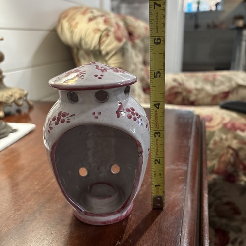 VintageStoneware Pottery Incense Burner Holder Candle Holder Asian Signed - Foto 5 di 9