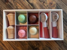 Melissa Doug Wooden Scoop Serve Ice Cream Set COMPLETE Pretend Play Kitchen