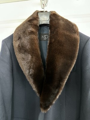 Hiso Canada Men s Wool Overcoat With Real Mink Fur Collar - Loro Piana Fabric
