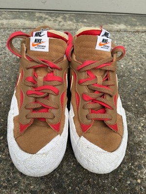 Nike Blazer Low x Sacai Shoes ''British Tan'' White Red DD1877-200 Men's Size 10