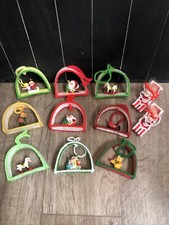 Christmas Ornament Figure Santa Needlepoint Plastic Canvas Handmade Set Lot F1