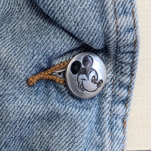 Vintage Mickey Minnie Denim Overalls Shorts Large Denim Embroidered 90s Disney - Picture 3 of 10