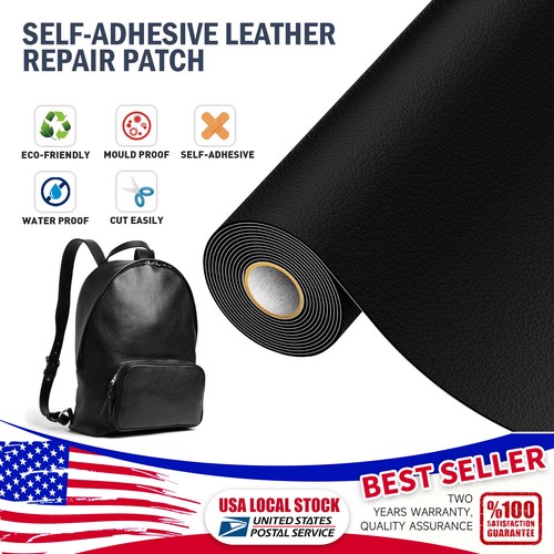 Self Adhesive PU-Leather Repair Patch First Aid Kit for Sofa Black 8"x12" x 5pcs
