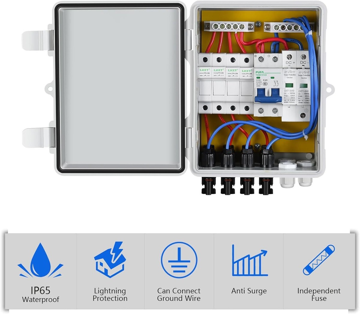 ECO-WORTHY 4 String PV Combiner Box with 4 Box, Gray | eBay
