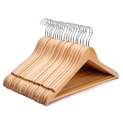Wooden Clothes Hangers Coat Pant Suit Coathangers Rack Wardrobe Wood Bulk - Picture 5 of 5