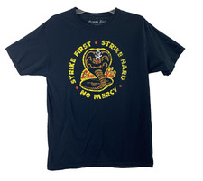 Cobra Kai Karate T Shirt Mens Medium Black Strike First Strike Hard No Mercy