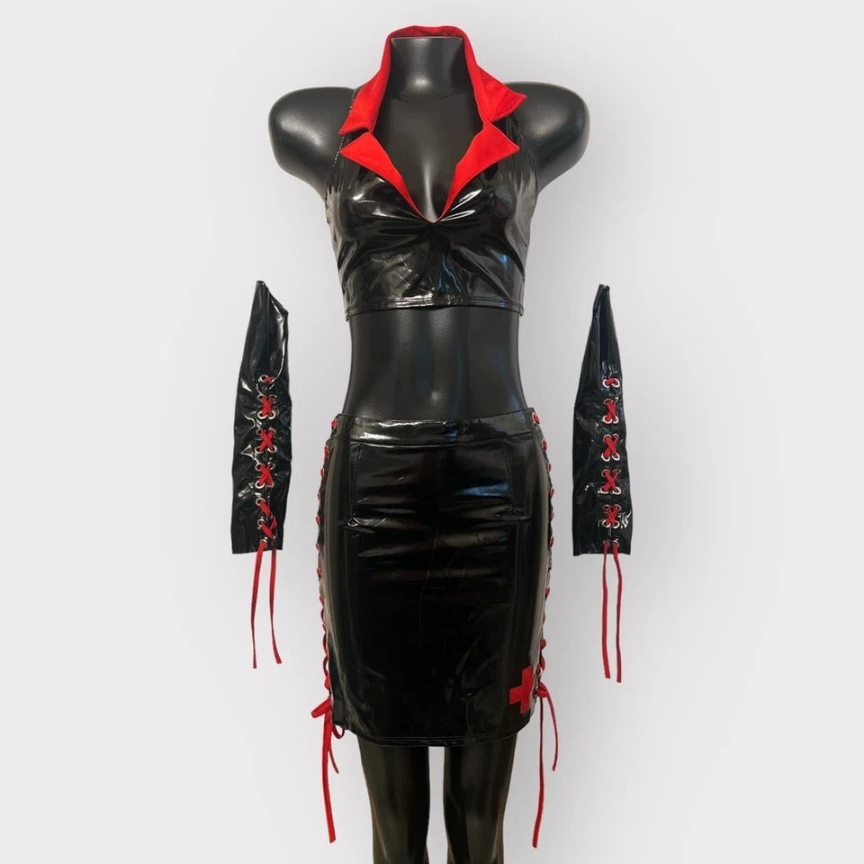 Forplay On Call Night Nurse Set Womens S M Black Red Cosplay Outfit Sexy Costume - Image 2 of 4