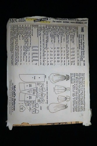 McCalls 7082 Misses Wedding Dress Vintage 1963 Pattern sz 12 (Bust 32) Cut - Picture 2 of 2