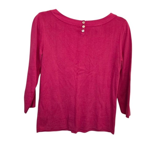 Talbots Small Cotton Blend 3/4 Sleeve Boat Neck Knit Top - Picture 2 of 7